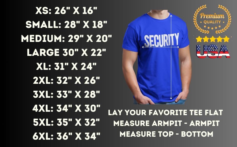 Security T-Shirt Front Back Print Men's Tee (Royal Blue & White)