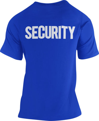 Security T-Shirt Front Back Print Men's Tee (Royal Blue & White)