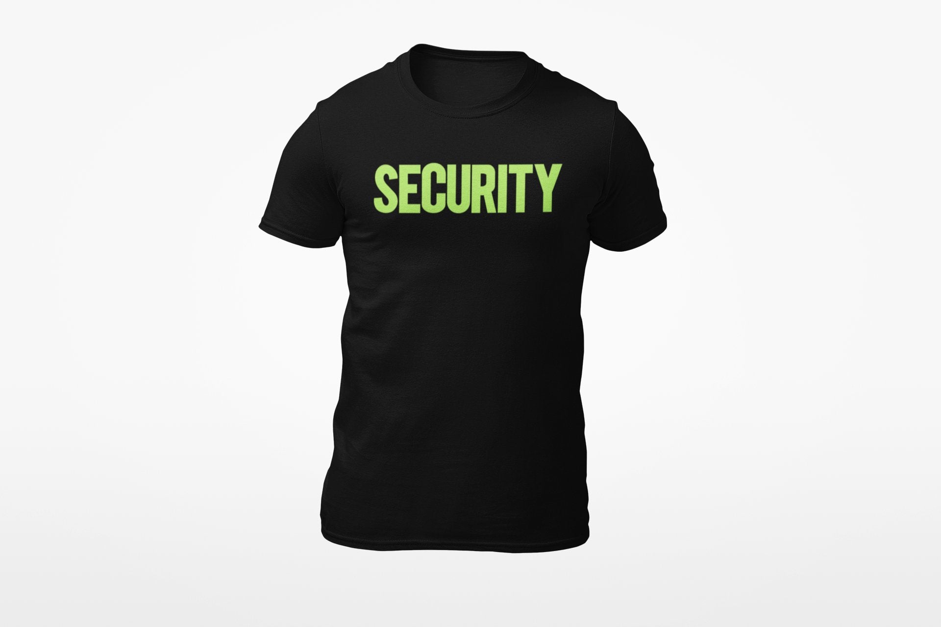 Security T-Shirt Front Back Print Men's Tee (Solid Design, Black / Neon)