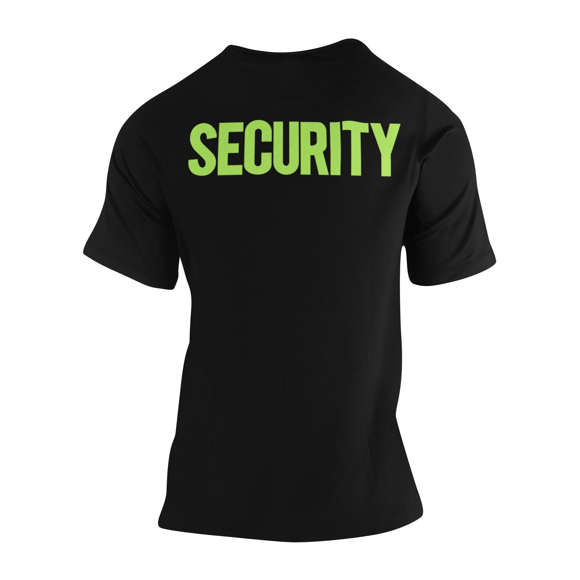 Security T-Shirt Front Back Print Men's Tee (Solid Design, Black / Neon)