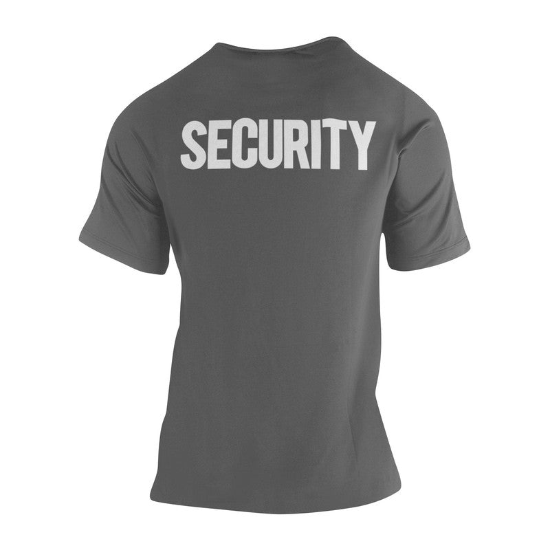 Security T-Shirt Front Back Print Men's Tee (Solid Design, Charcoal / White)