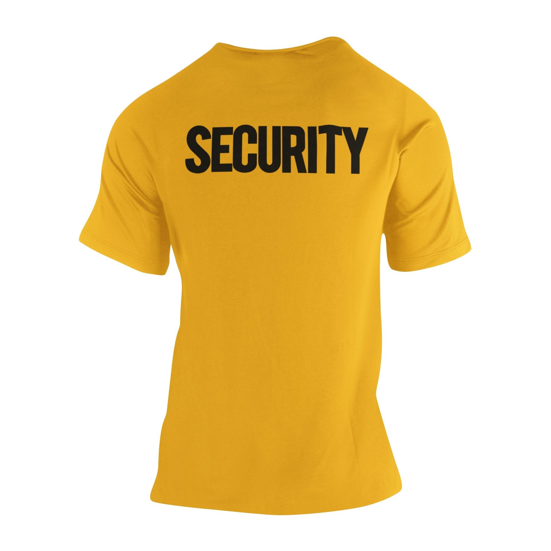 Security T-Shirt Front Back Print Men's Tee (Solid Design, Gold / Black)