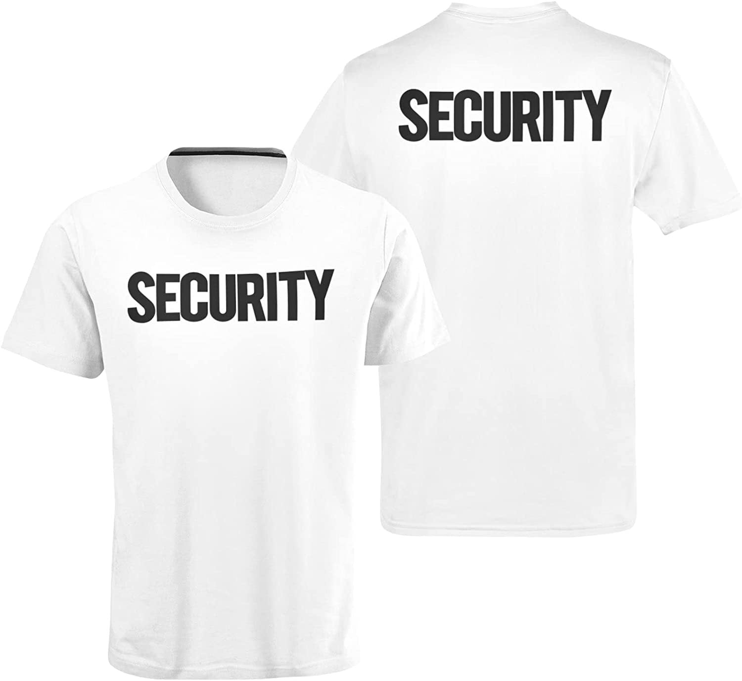 Security T-Shirt Front Back Print Men's Tee (Solid Design, White / Black)