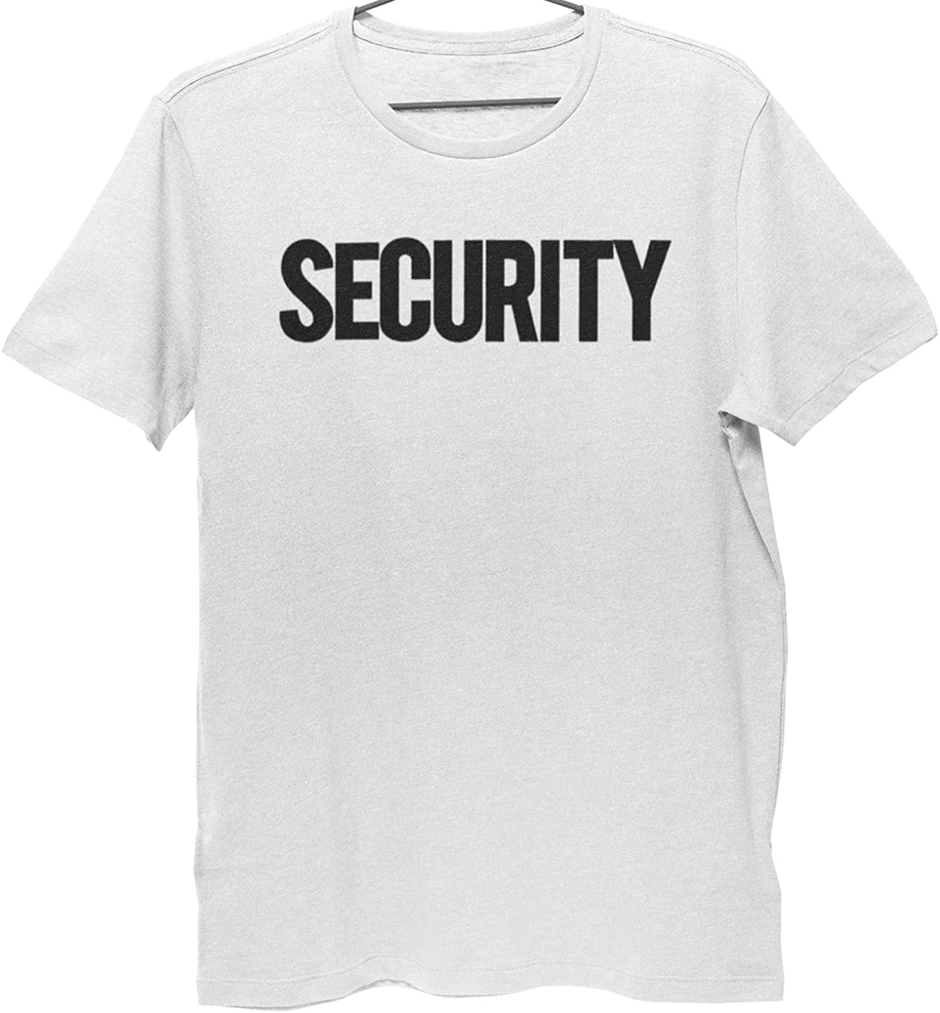 Security T-Shirt Front Back Print Men's Tee (Solid Design, White / Black)