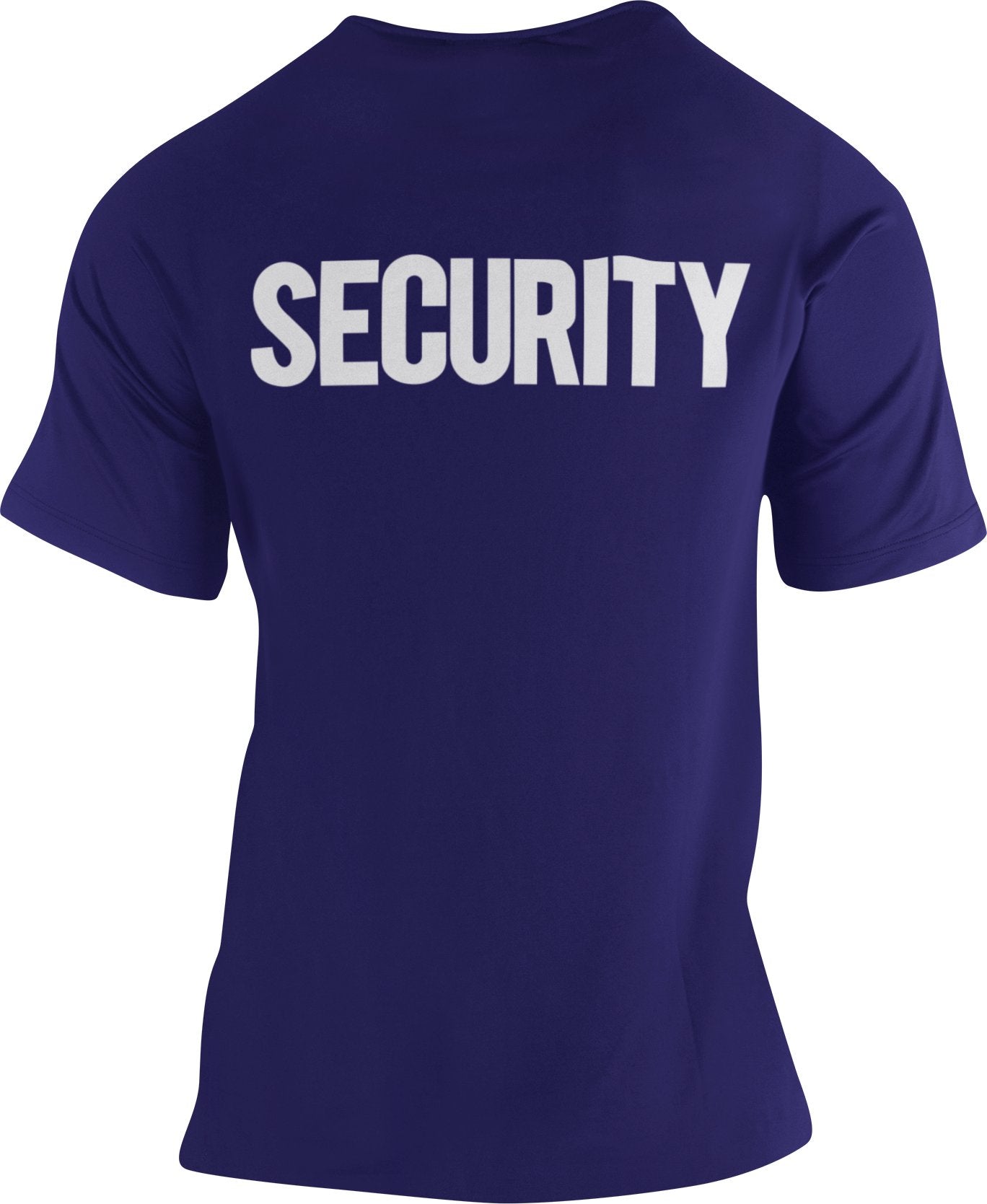 Security T-Shirt Front Back Print Men's Tee Staff Event Shirt (Navy & White)