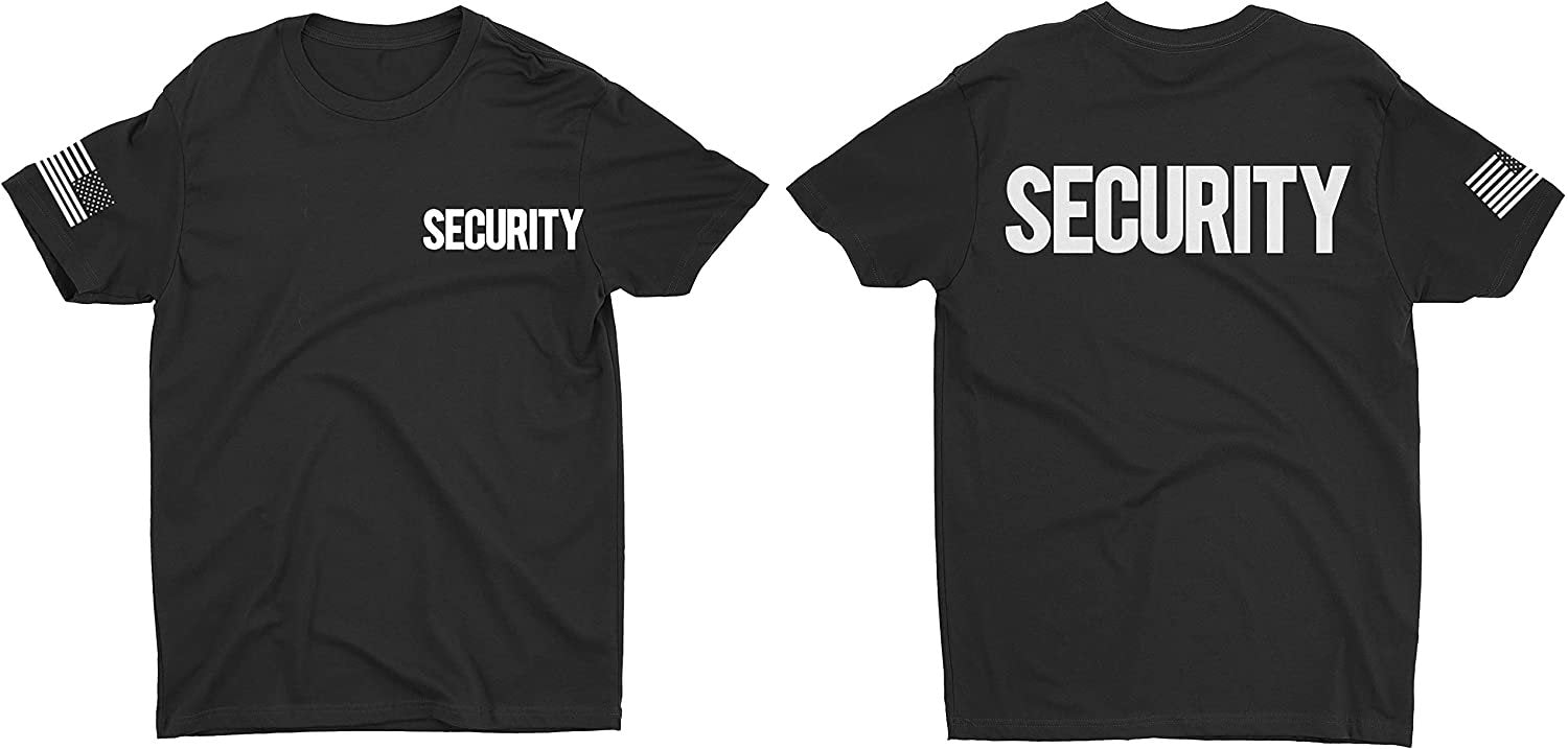 Security T-Shirt Front Back Print Men's Tee Staff Event Uniform Bouncer Screen Printed