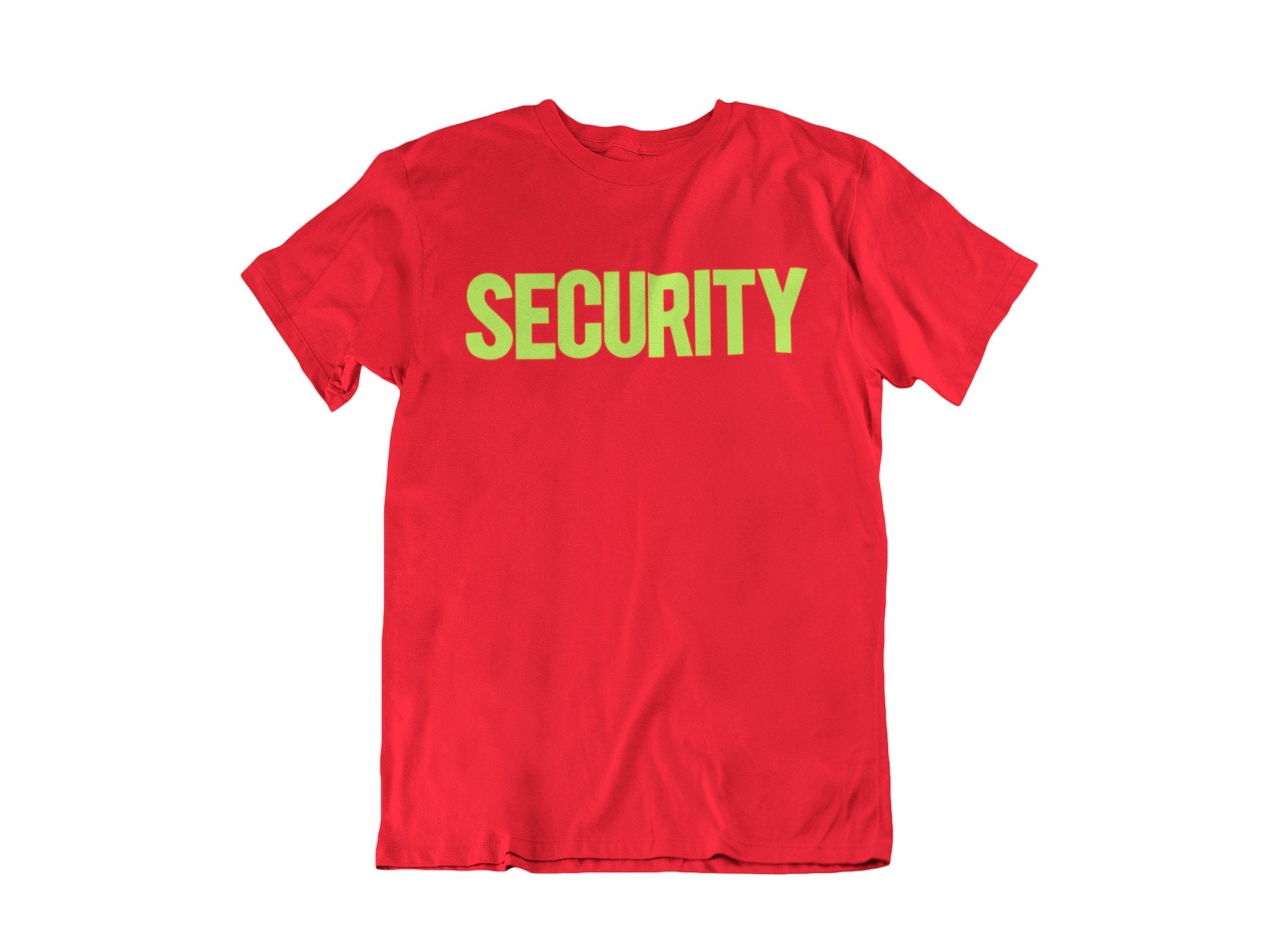 Security T-Shirt Front Back Screen Print (Red & Neon)