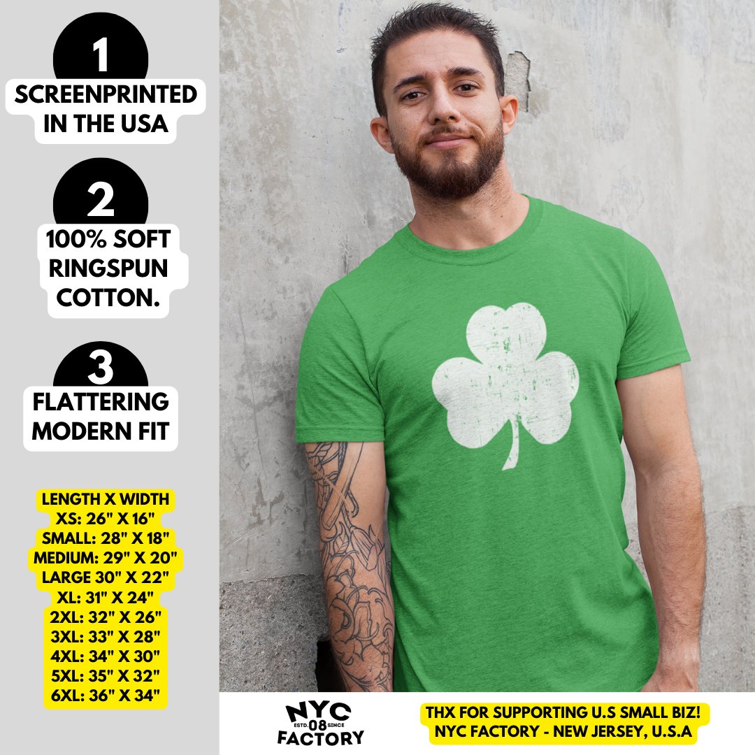 Shamrock Men's T-Shirt (Premium, Distressed Design, Charcoal & Green)