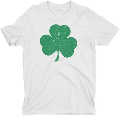 Shamrock Men's Tee (Distressed Big Design, White & Green)