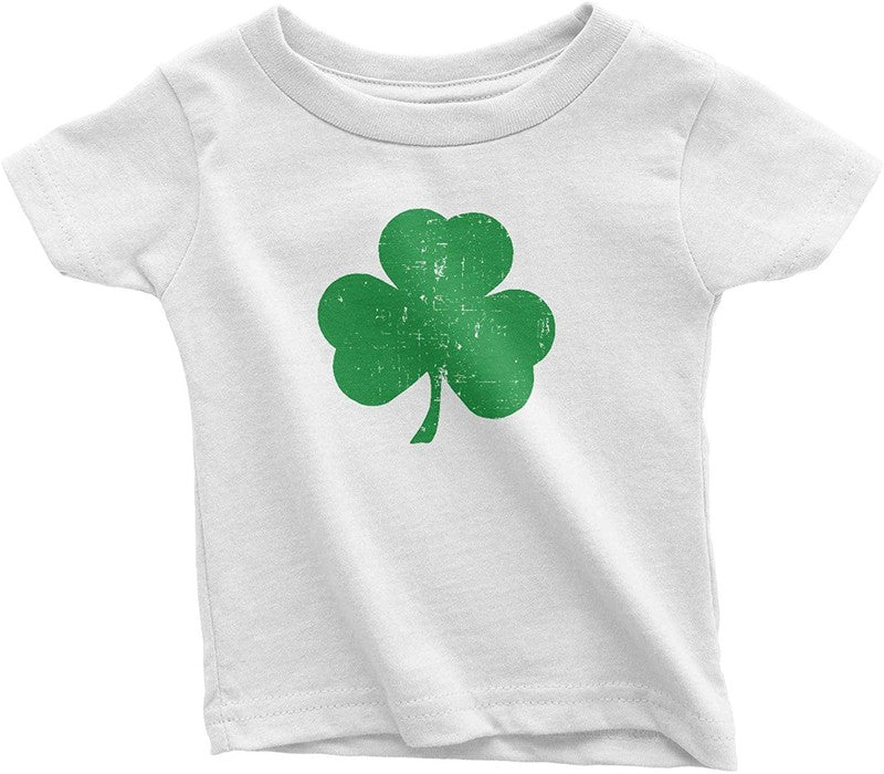 Shamrock Toddler Tee (Distressed Design, White & Green)