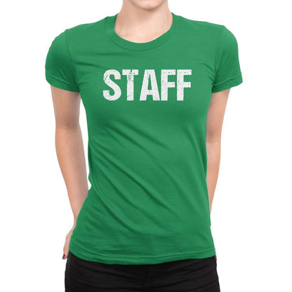 Staff Tee Ladies Irish Green T-Shirt Front & Back Print Event Womens Shirt