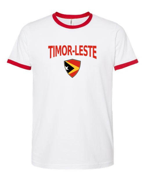 Timor-Leste Arched Crest Soccer Ringer Tee — NYC Factory