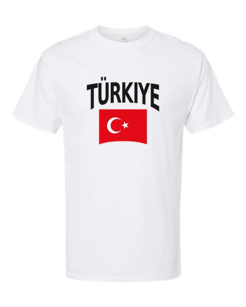 Turkey Soccer Tee 2026 — Classic Name & Flag | NYC Factory - White