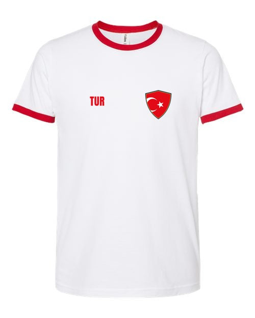 Turkey Soccer Ringer Tee 2026 — Retro National Crest | NYC Factory