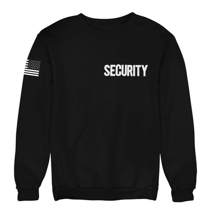 Title: Men's Security Sweatshirt Soft Fleece Crewneck (Black/White)