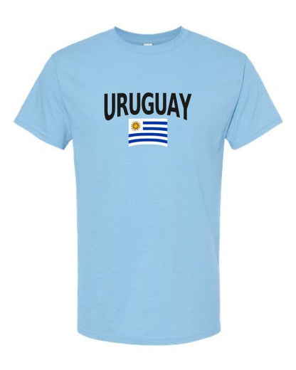 Uruguay Soccer Tee 2026 — Classic Name & Flag | NYC Factory - Sky Blue