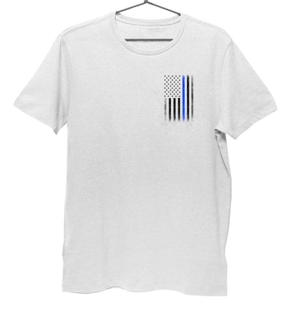 USA Flag Men's Blue Lives Matter Tee Chest & Back Print