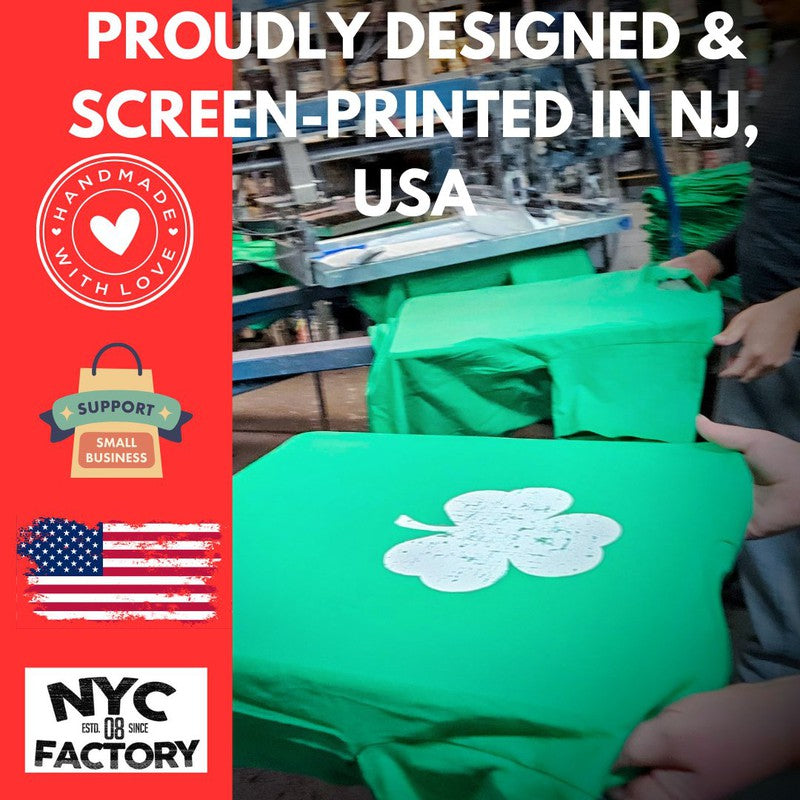 USA Screen Printed Charcoal Irish Distressed Shamrock T-Shirt St Patricks Day Mens Ireland