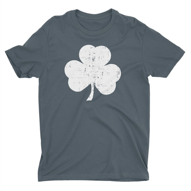 USA Screen Printed Charcoal Irish Distressed Shamrock T-Shirt St Patricks Day Mens Ireland