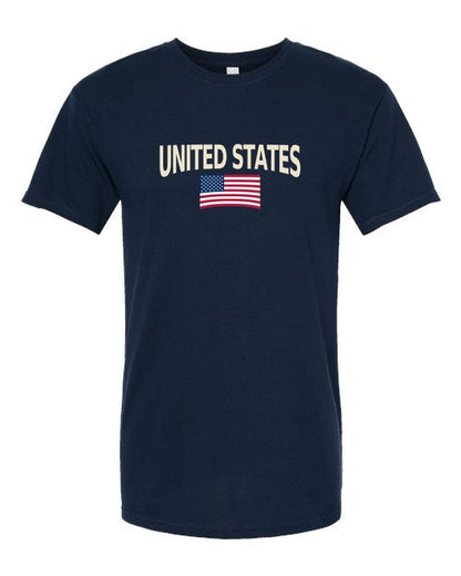 United States Soccer Tee 2026 — Classic Name & Flag | NYC Factory - Navy