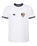United States Soccer Ringer Tee 2026 — Retro National Crest | NYC Factory