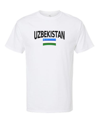 Uzbekistan Soccer Tee 2026 — Classic Name & Flag | NYC Factory - White