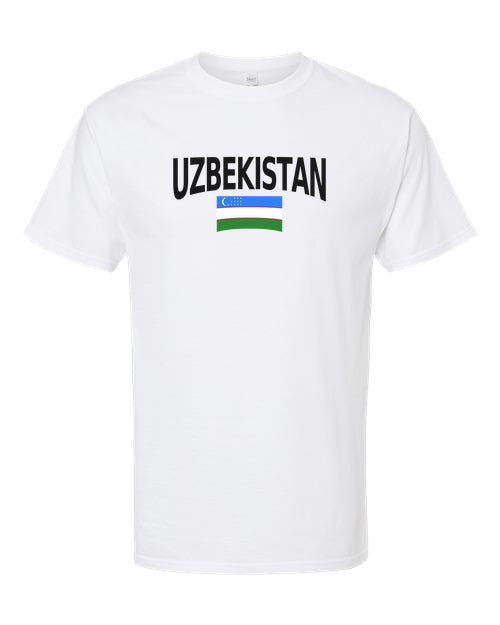 Uzbekistan Soccer Tee 2026 — Classic Name & Flag | NYC Factory - White