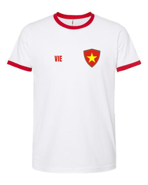 Vietnam Soccer Ringer Tee — Retro National Crest | NYC Factory