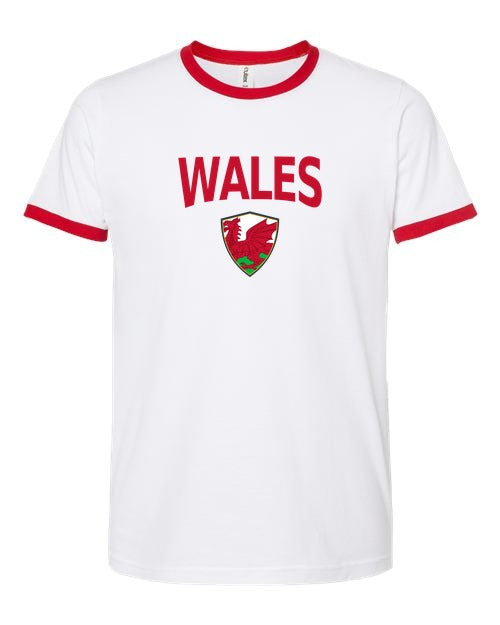 Wales Arched Crest Soccer Ringer Tee — NYC Factory