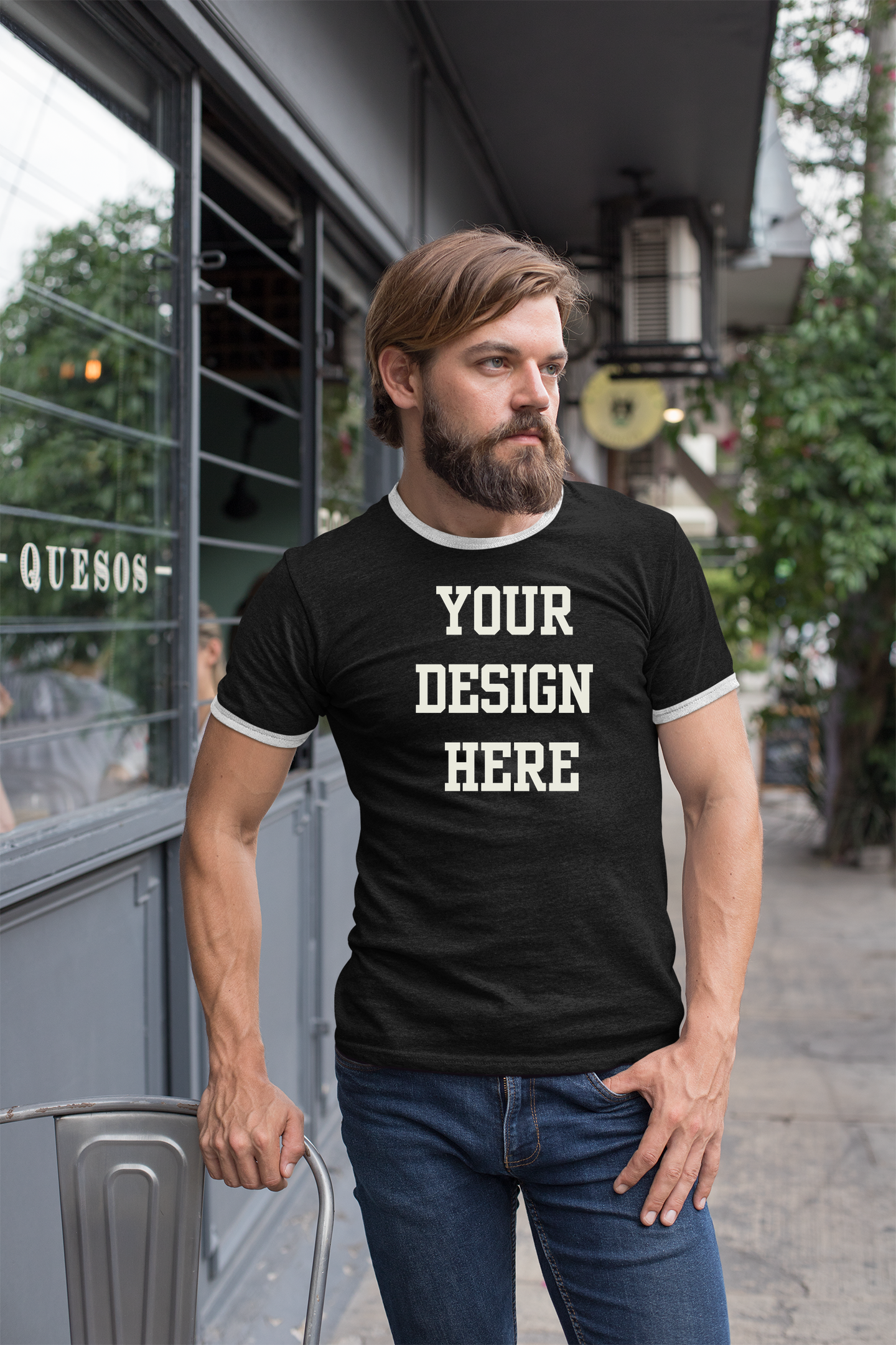 Your Design Here Custom Mens Ringer T-Shirt Customized Tee Black/White