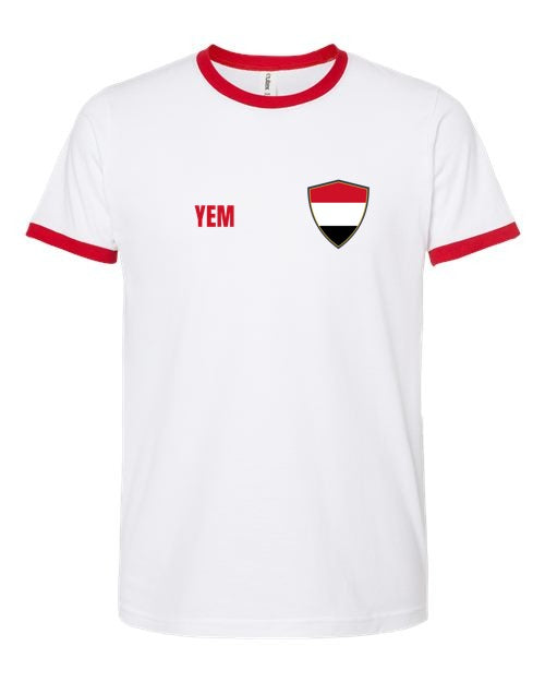 Yemen Soccer Ringer Tee — Retro National Crest | NYC Factory