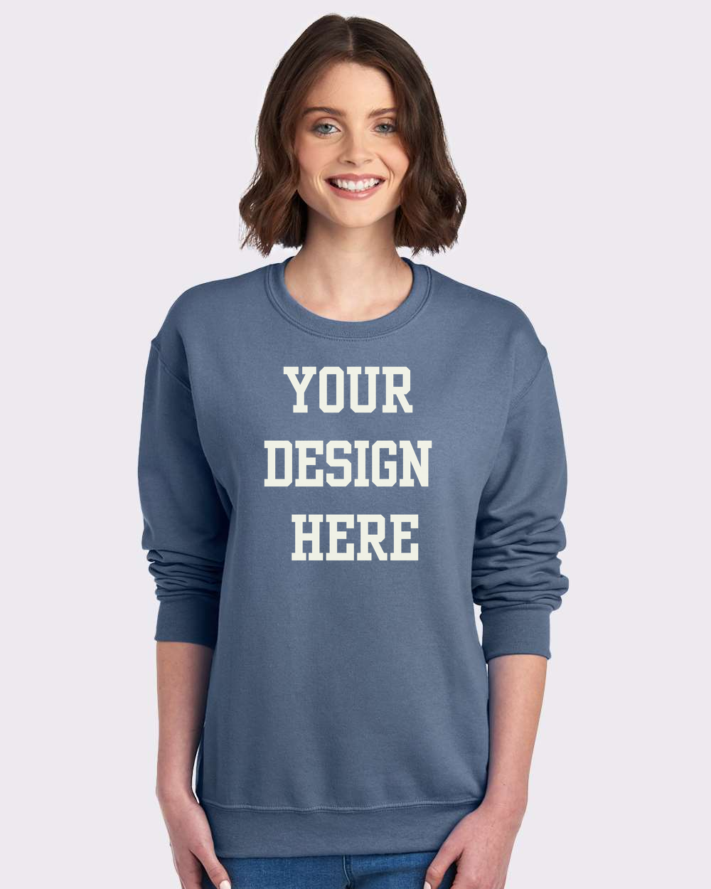 Your Design Here Custom Crewneck Sweatshirt Denim