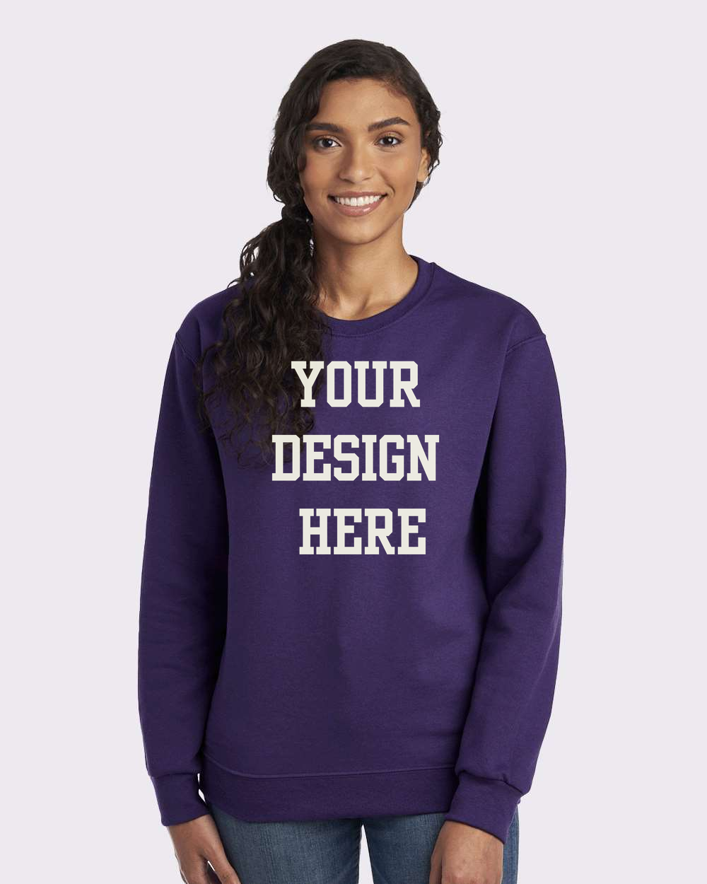 Your Design Here Custom Crewneck Sweatshirt Purple