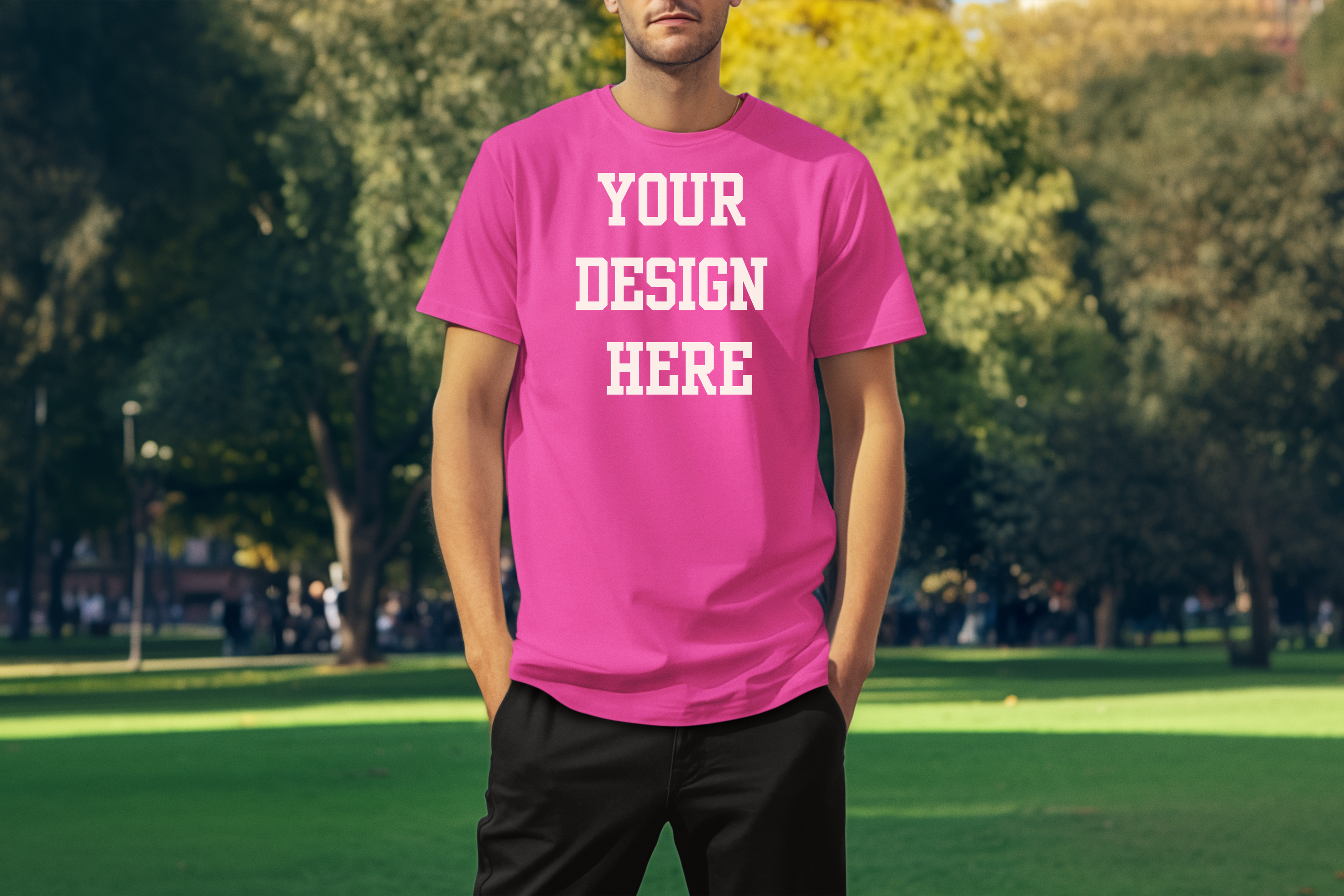 Your Design Here Custom T-Shirt Hot Pink