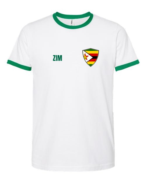 Zimbabwe Soccer Ringer Tee — Retro National Crest | NYC Factory