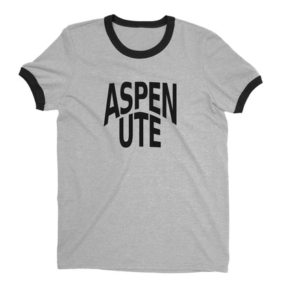 Aspen Ski Resort Ringer Tee Retro Style Men's T-Shirt - NYC Factory - Heather Gray