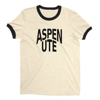 Aspen Ski Resort Ringer Tee Retro Style Men's T-Shirt - NYC Factory - Natural