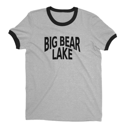 Big Bear Lake Ringer Tee Retro Style Men's T-Shirt - NYC Factory - Heather Gray