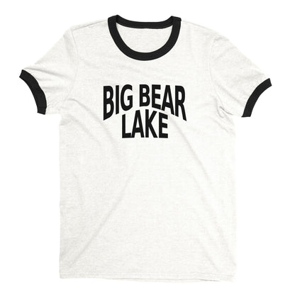 Big Bear Lake Ringer Tee Retro Style Men's T-Shirt - NYC Factory - White