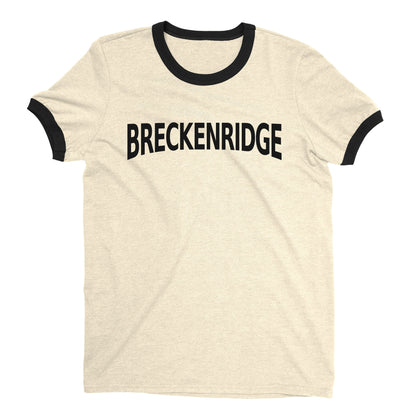 Breckenridge Ski Resort Ringer Tee Retro Style Men's T-Shirt - NYC Factory - Natural