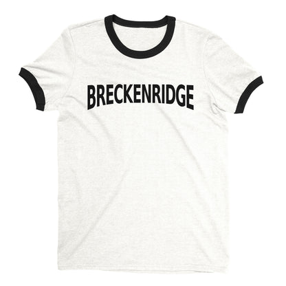 Breckenridge Ski Resort Ringer Tee Retro Style Men's T-Shirt - NYC Factory - White