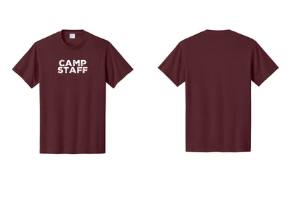 NYC Factory Unisex Camp Staff Charcoal T-Shirt - Front Only - Athletic Maroon