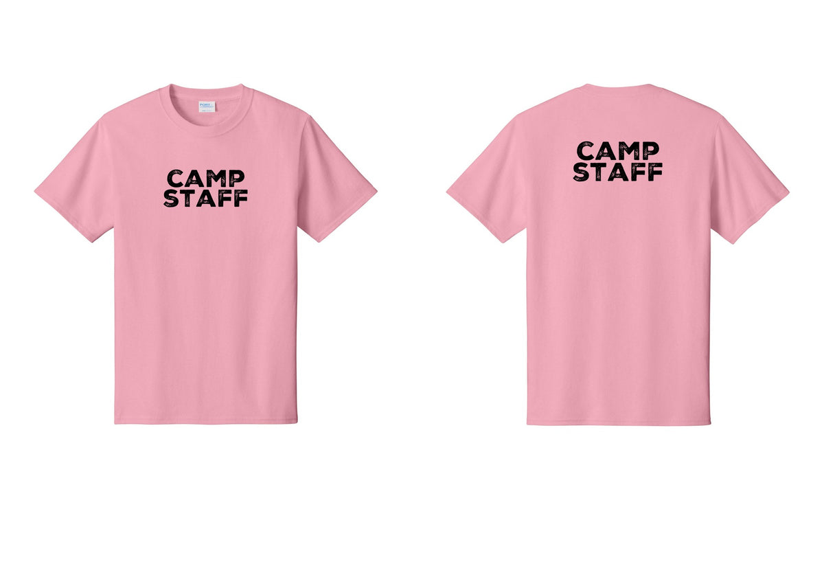 NYC Factory Unisex Camp Staff Charcoal T-Shirt - Front + Back - Candy Pink