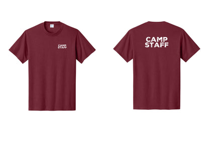NYC Factory Camp Staff T-Shirt - Chest + Back - Cardinal