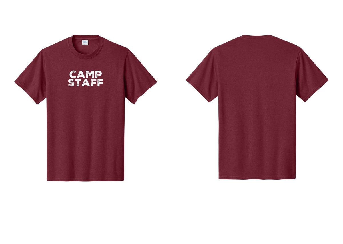 NYC Factory Unisex Camp Staff Charcoal T-Shirt - Front Only - Cardinal