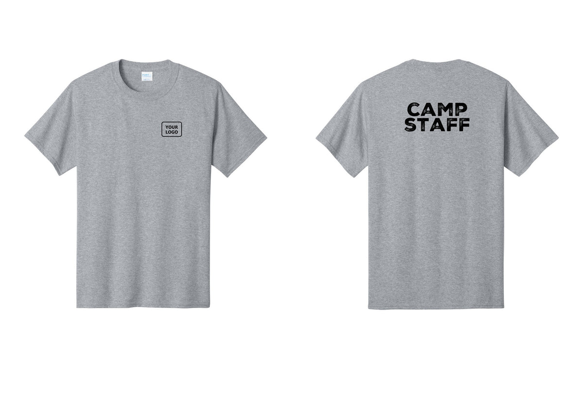 NYC Factory Custom Logo Camp Staff T-Shirt - Your Logo + Back - Athletic Heather
