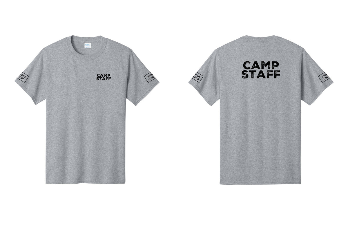 NYC Factory Custom Logo Camp Staff T-Shirt - Chest + Back + Your Logo Sleeves - Athletic Heather
