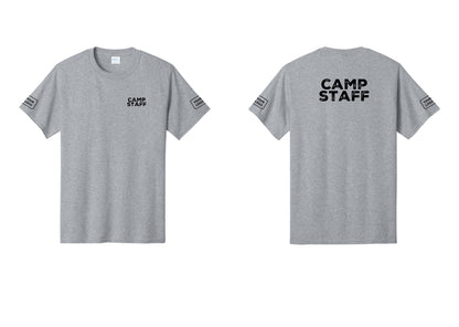 NYC Factory Unisex Custom Logo Camp Staff T-Shirt - Chest + Back + Your Logo Sleeves - Athletic Heather