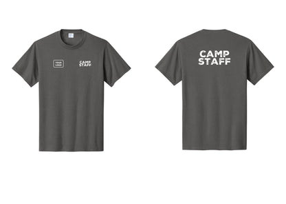 NYC Factory Custom Logo Camp Staff T-Shirt - CAMP STAFF + Your Logo + Back - Charcoal