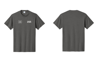 NYC Factory Unisex Custom Logo Camp Staff T-Shirt - CAMP STAFF + Your Logo - Charcoal
